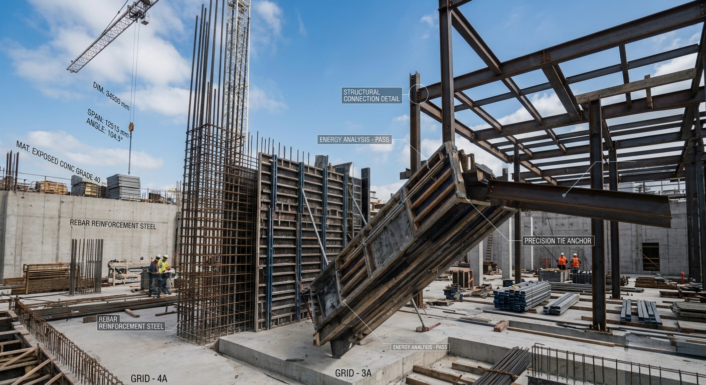 Steel and concrete building structure under construction